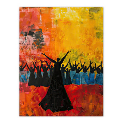 Artery8 Unframed Wall Art Colourful Choir Praise Rainbow Painting12X16 Inch from B&Q