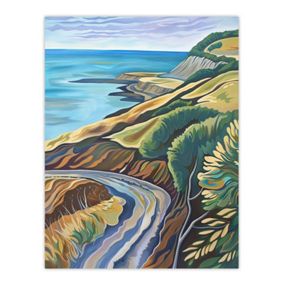 Artery8 Unframed Wall Art Cleveland Way Coastal Yorkshire Moors Painting12X16 Inch from B&Q