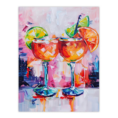 Artery8 Unframed Wall Art Aperol Spritz Cocktails Painting Colourful12X16 Inch from B&Q