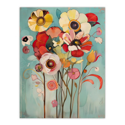 Artery8 Unframed Wall Art Soft Abstract Wildflower Bouquet Painting12X16 Inch from B&Q