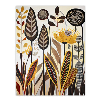 Artery8 Unframed Wall Art Rustic Abstract Wildflowers Painting Folk12X16 Inch from B&Q