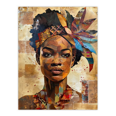 Artery8 Unframed Wall Art African Woman In Traditional Headdress Portrait12X16 Inch from B&Q