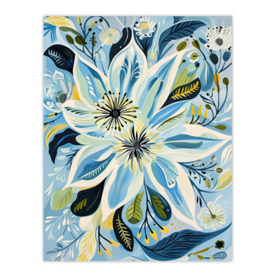 Artery8 Unframed Wall Art Blue Abstract Wildflowers Painting Floral12X16 Inch from B&Q