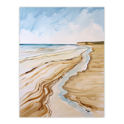 B&Q -  Unframed Wall Art Filey Beach North Yorkshire Watercolour Painting12X16 Inch