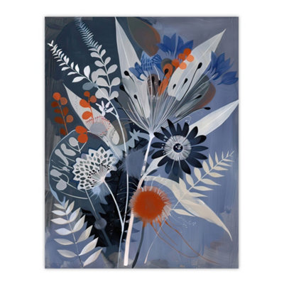 Artery8 Unframed Wall Art Blue Wildflower Spray Bouquet Painting Floral12X16 Inch from B&Q