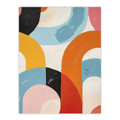Artery8 Unframed Wall Art Abstract Rainbow Mid Century Modern Painting12X16 Inch from B&Q