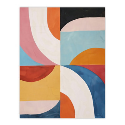 Artery8 Unframed Wall Art Retro Mid Century Modern Geometric Colour Pattern12X16 Inch from B&Q