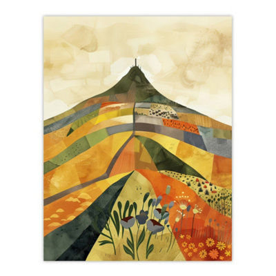 Artery8 Unframed Wall Art Glastonbury Tor Somerset Colourful Abstract12X16 Inch from B&Q