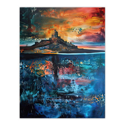 Artery8 Unframed Wall Art Lindisfarne Castle Holy Island Sunset Abstract12X16 Inch from B&Q