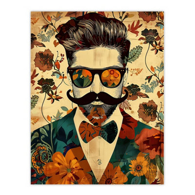 Artery8 Unframed Wall Art Stylish Hipster Male Floral Fashion Pattern12X16 Inch from B&Q