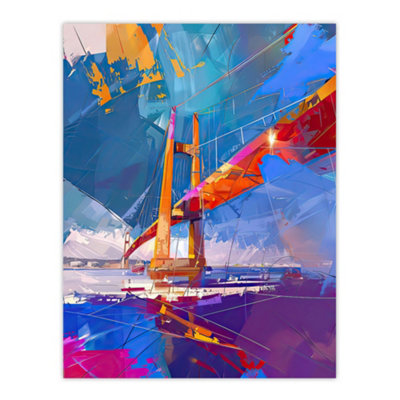 Artery8 Unframed Wall Art Abstract Bridge Colourful Painting12X16 Inch from B&Q
