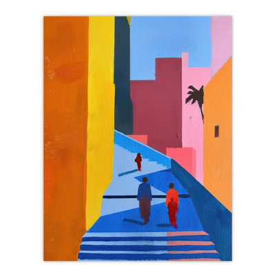 Artery8 Unframed Wall Art Walk Though Casablanca Abstract Morocco Painting12X16 Inch from B&Q