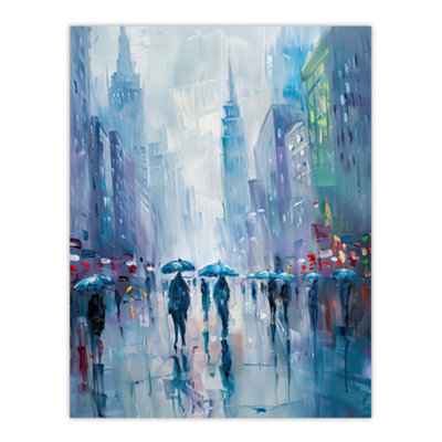 Artery8 Unframed Wall Art Rainy New York Abstract Cityscape Painting12X16 Inch from B&Q