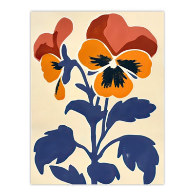 Artery8 Unframed Wall Art Pansy Flower Bloom Simple Bold Floral Painting12X16 Inch from B&Q