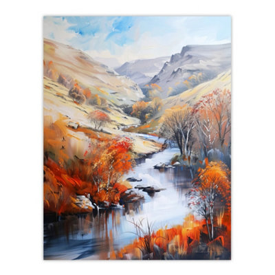 Artery8 Unframed Wall Art Dovedale River Dove Autumn Landscape Painting12X16 Inch from B&Q