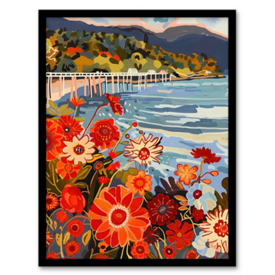 Artery8 Dunoon Pier Floral Scottish Seaside Spring Wall Art PrintA4 Size from B&Q