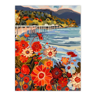 Artery8 Unframed Wall Art Dunoon Pier Floral Scottish Seaside Spring12X16 Inch from B&Q