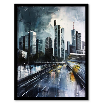 Artery8 Frankfurt City Skyline Germany Cityscape Painting Wall Art PrintA4 Size from B&Q