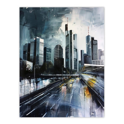 Artery8 Unframed Wall Art Frankfurt City Skyline Germany Cityscape Painting12X16 Inch from B&Q