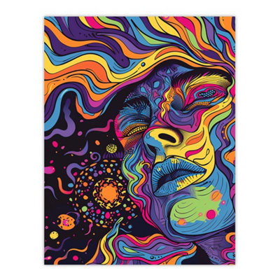Artery8 Unframed Wall Art Cosmic Trance Meditation Psychedelic Portrait12X16 Inch from B&Q