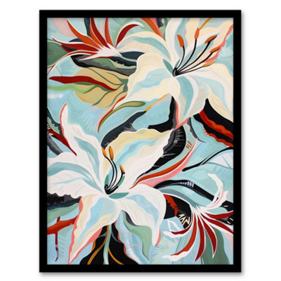 Artery8 Oriental Lily Flower Bouquet Abstract Floral Wall Art PrintA4 Size from B&Q