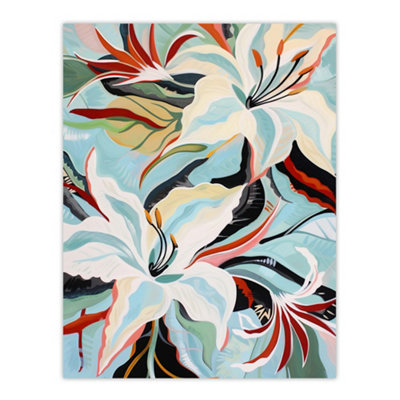 Artery8 Unframed Wall Art Oriental Lily Flower Bouquet Abstract Floral12X16 Inch from B&Q