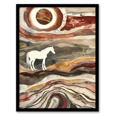 Artery8 Framed Wall Art White Horse Abstract Camargue France Landscape Print12X16 Inch from B&Q