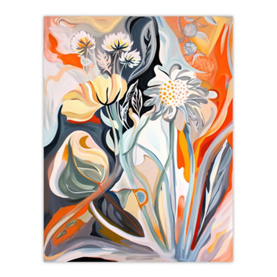 Artery8 Unframed Wall Art Abstract Wildflowers Bright Floral Folk12X16 Inch from B&Q