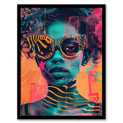 Artery8 Framed Wall Art Indie Culture Vibrant Conceptual Art Portrait Print12X16 Inch from B&Q