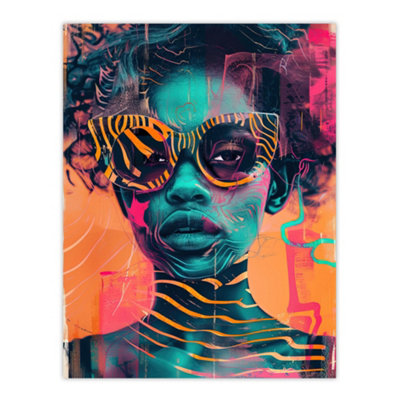 Artery8 Unframed Wall Art Indie Culture Vibrant Conceptual Art Portrait12X16 Inch from B&Q