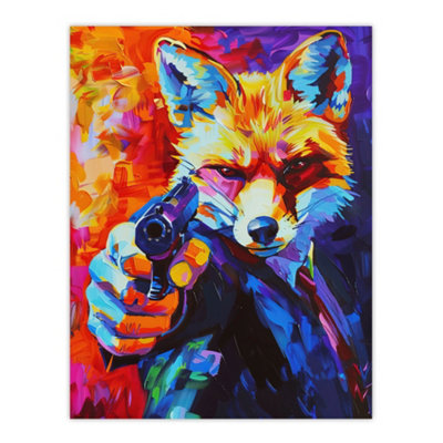 Artery8 Unframed Wall Art Fox Secret Agent Vibrant Conceptual Art Portrait12X16 Inch from B&Q