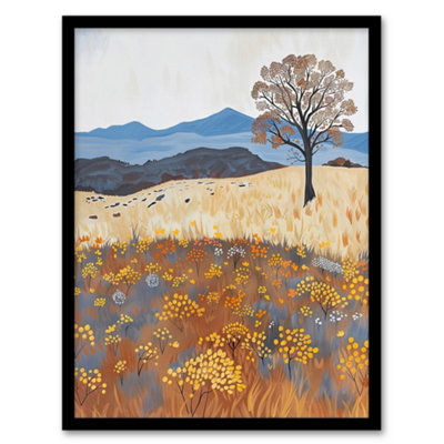 Artery8 Colorado Countryside Floral Landscape Painting Wall Art PrintA4 Size from B&Q