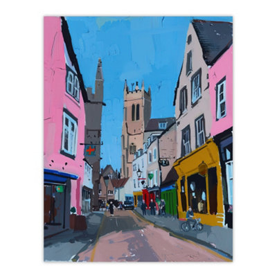 Artery8 Unframed Wall Art Cirencester Colourful English Town Painting12X16 Inch from B&Q