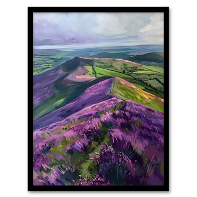 Artery8 Heather Flowers Mam Tor Peak District Landscape Wall Art PrintA4 Size from B&Q