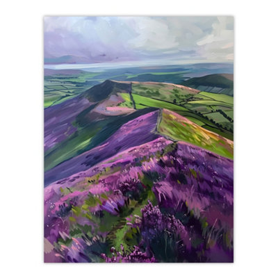 Artery8 Unframed Wall Art Heather Flowers Mam Tor Peak District Landscape12X16 Inch from B&Q