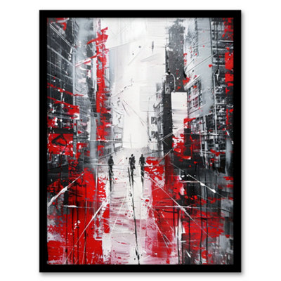 Artery8 Framed Wall Art Figures In Lodz Poland Street Abstract Painting Print12X16 Inch from B&Q