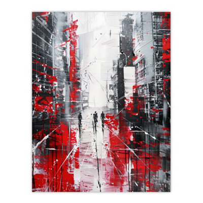 Artery8 Unframed Wall Art Figures In Lodz Poland Street Abstract Painting12X16 Inch from B&Q