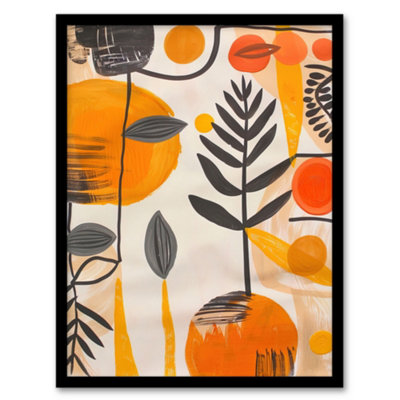 Artery8 Mid Century Modern Abstract Plant Lover Painting Wall Art PrintA4 Size from B&Q