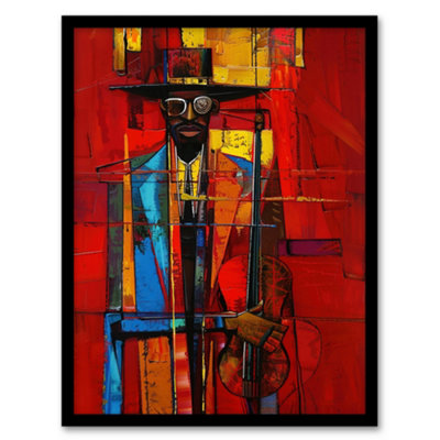 Artery8 Framed Wall Art New Orleans Jazz Music Fest Abstract Violinist Print12X16 Inch from B&Q