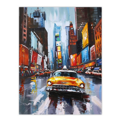 Artery8 Unframed Wall Art New York City Colourful Street Cityscape Taxi Cab12X16 Inch from B&Q