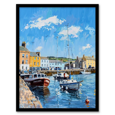 Artery8 Framed Wall Art St Andrews Harbour Boats Seaside Town Painting Print12X16 Inch from B&Q
