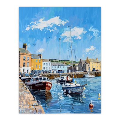 Artery8 Unframed Wall Art St Andrews Harbour Boats Seaside Town Painting12X16 Inch from B&Q