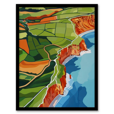 B&Q -  Framed Wall Art North Yorkshire Coast Aerial View Design Print12X16 Inch