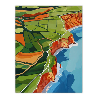 B&Q -  Unframed Wall Art North Yorkshire Coast Aerial View Design12X16 Inch