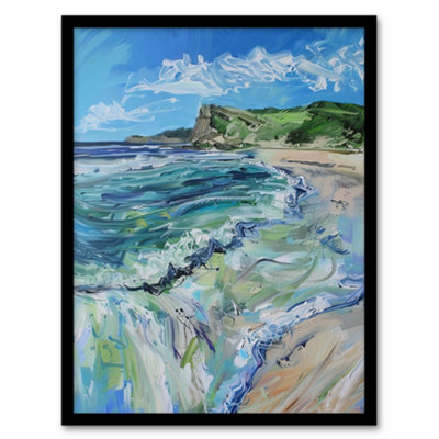 Artery8 Framed Wall Art Scarborough North Bay Abstract Coastal Landscape Print12X16 Inch from B&Q