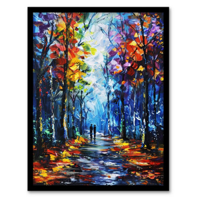 Artery8 Rainbow Forest Trail Couple Abstract Painting Wall Art PrintA4 Size from B&Q