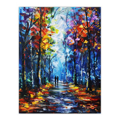 Artery8 Unframed Wall Art Rainbow Forest Trail Couple Abstract Painting12X16 Inch from B&Q