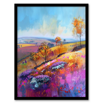 Artery8 Framed Wall Art Colourful Autumn Otley Chevin Yorkshire Landscape Print12X16 Inch from B&Q
