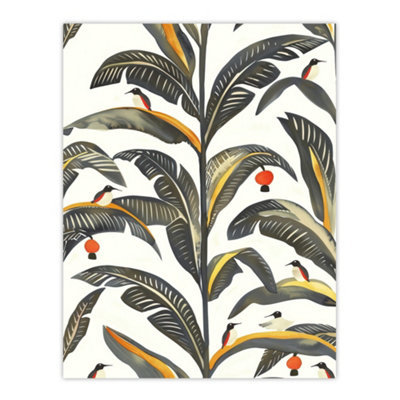 Artery8 Unframed Wall Art Palm Leaves Birds Tropical Pattern Botanical12X16 Inch from B&Q