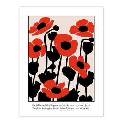 Artery8 Unframed Wall Art Poppies Early Pearly Morning Graphic Design12X16 Inch from B&Q